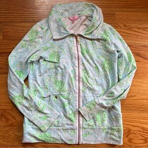 Lilly Pulitzer green crab print zip up size medium